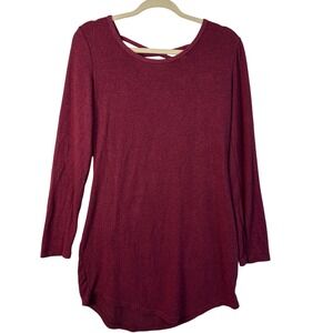 No Boundaries Burgundy Lattice Back Long Sleeve Top NJ48T214P Large 11-13